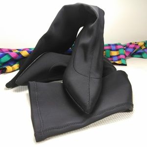 Charles David Black heels Knee High Lycra Boots 6